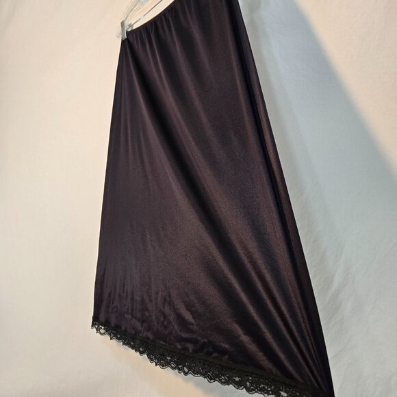USA Vintage DEENA Fairy Girly BOHO Semi-Sheer Black Silky Half Slip Skirt Size L - Picture 4 of 16